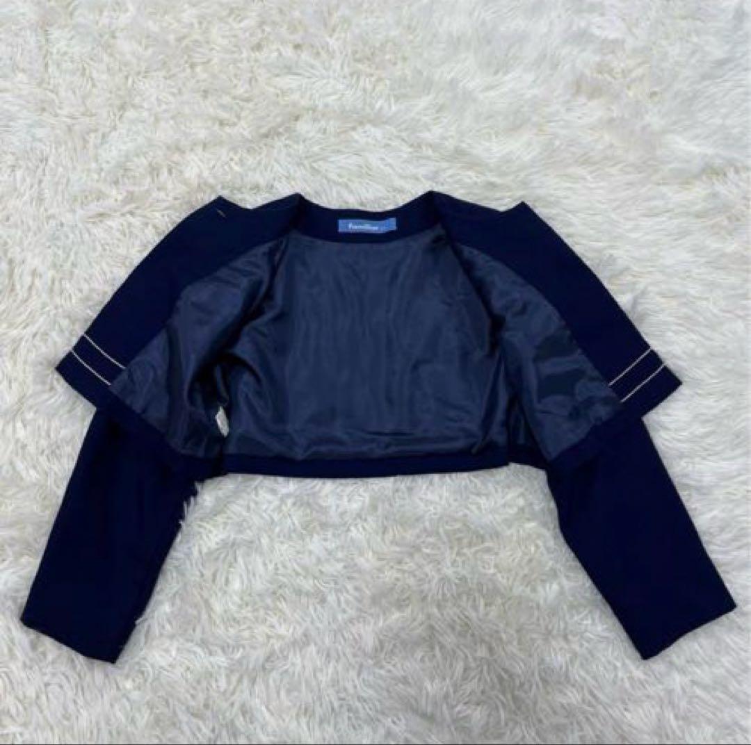 美品✨ファミリア120 フォーマルアンサンブルスーツ白襟ワンピース 卒園式入学式