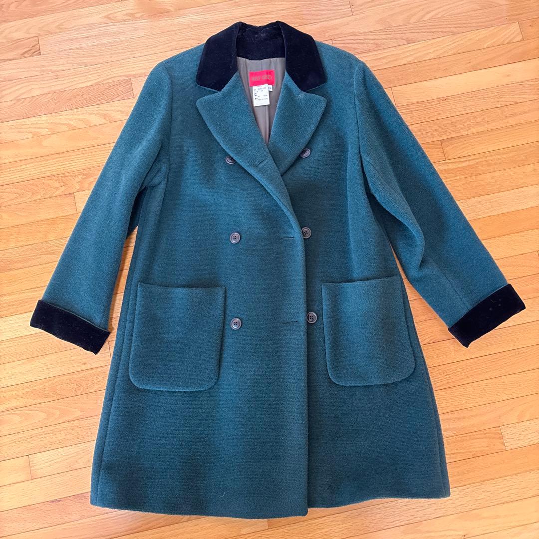 KENZO ダークグリーン　毛100% コート
