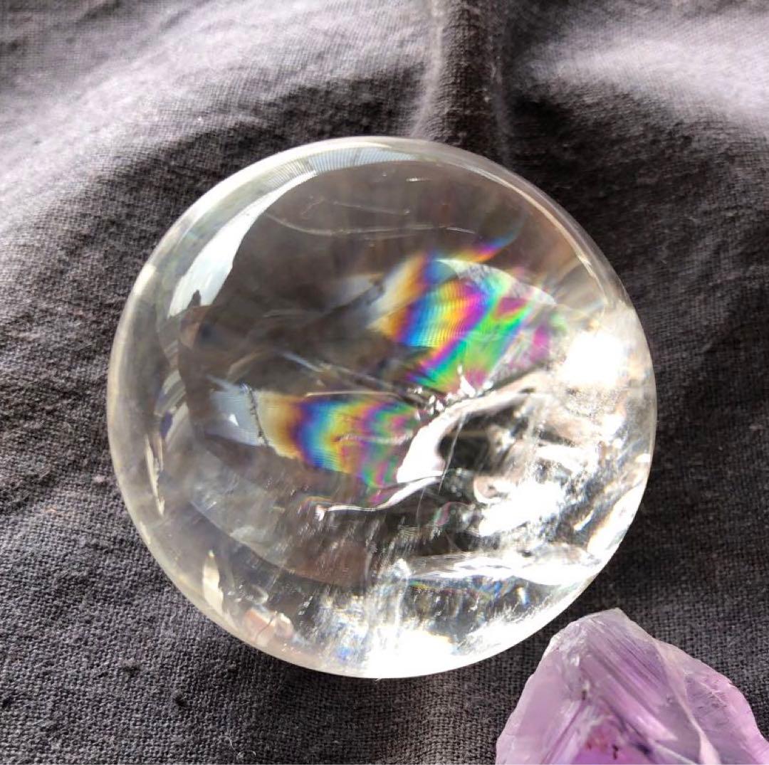 50mm 141g ネパール・ヒマラヤ産　レインボー水晶玉　天然