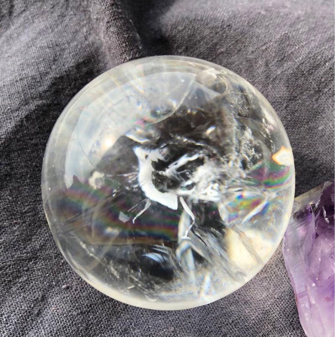 50mm 141g ネパール・ヒマラヤ産　レインボー水晶玉　天然