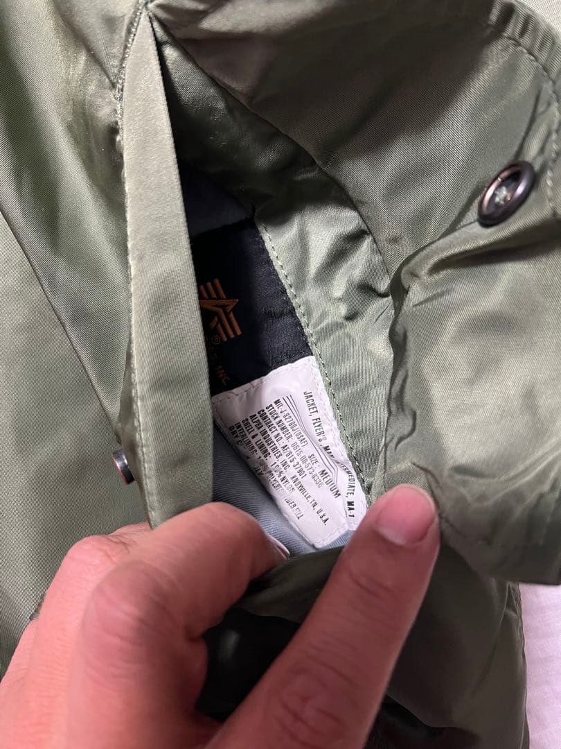 アルファ　ALPHA MA-1 フライトジャケット セージ　M 緑