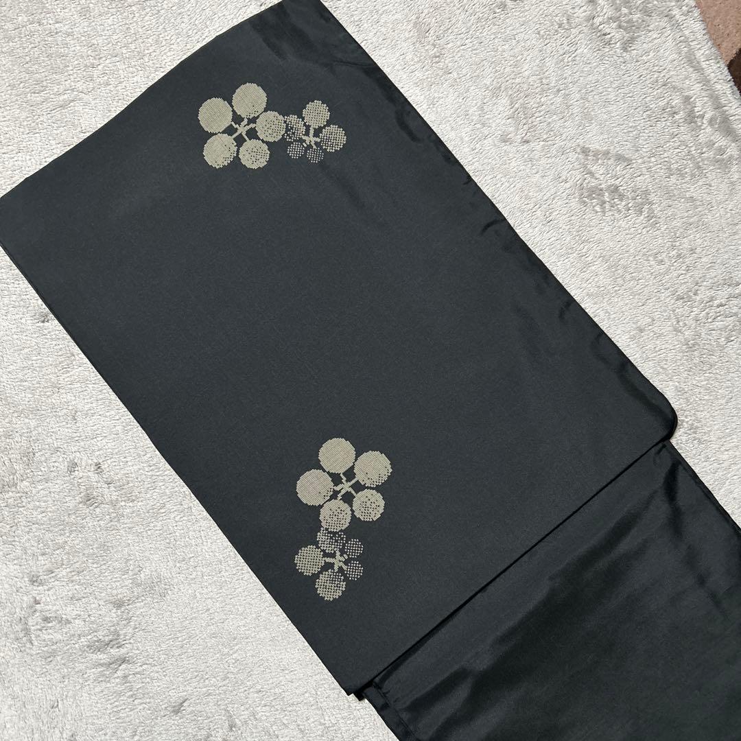 大島紬　正絹　利休梅　黒地　トールサイズ