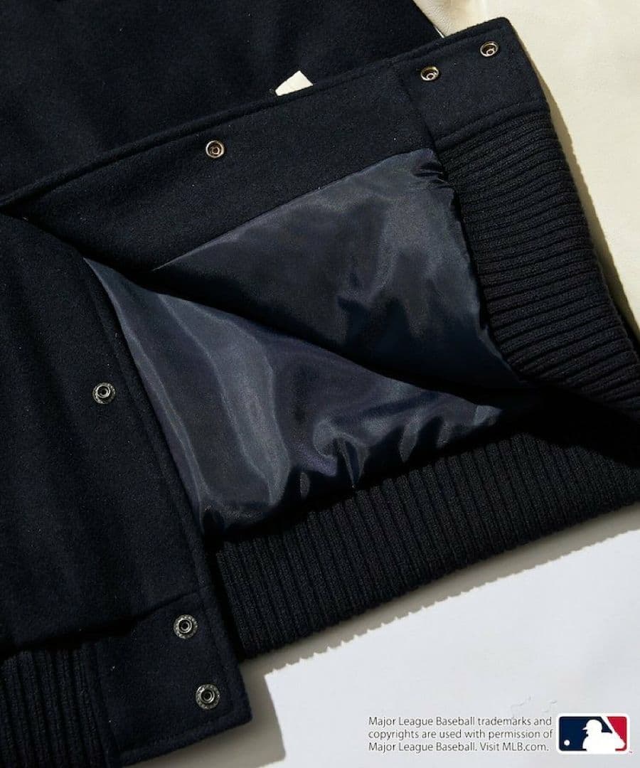 【未使用品・L】MLB◎ドジャース◎スタジャン◎刺繍ワッペン◎ネイビー×ホワイト