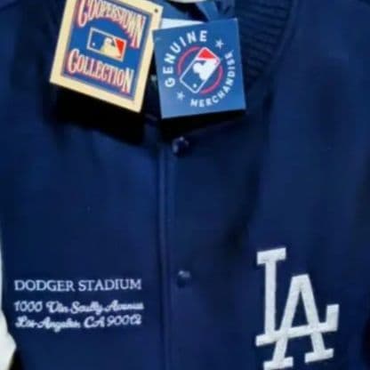 【未使用品・L】MLB◎ドジャース◎スタジャン◎刺繍ワッペン◎ネイビー×ホワイト