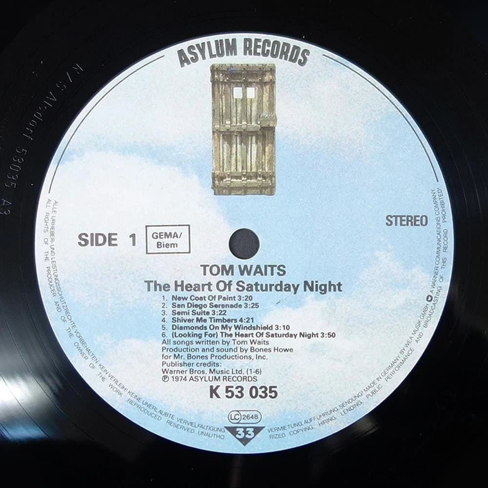 TOM WAITS　The Heart of Saturday Night　LP