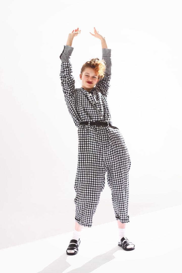 新品　jsluxe ☆ リネンギンガムオールインワン