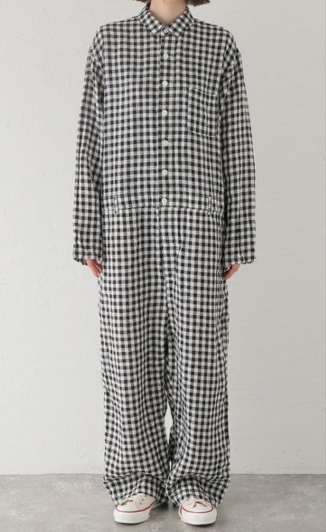 新品　jsluxe ☆ リネンギンガムオールインワン