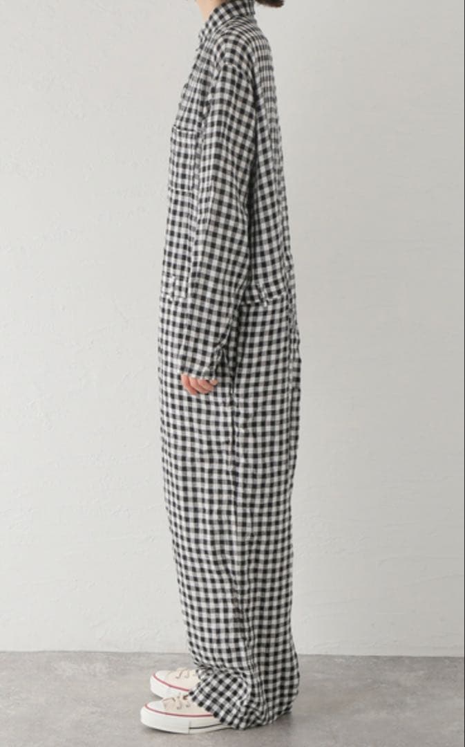 新品　jsluxe ☆ リネンギンガムオールインワン