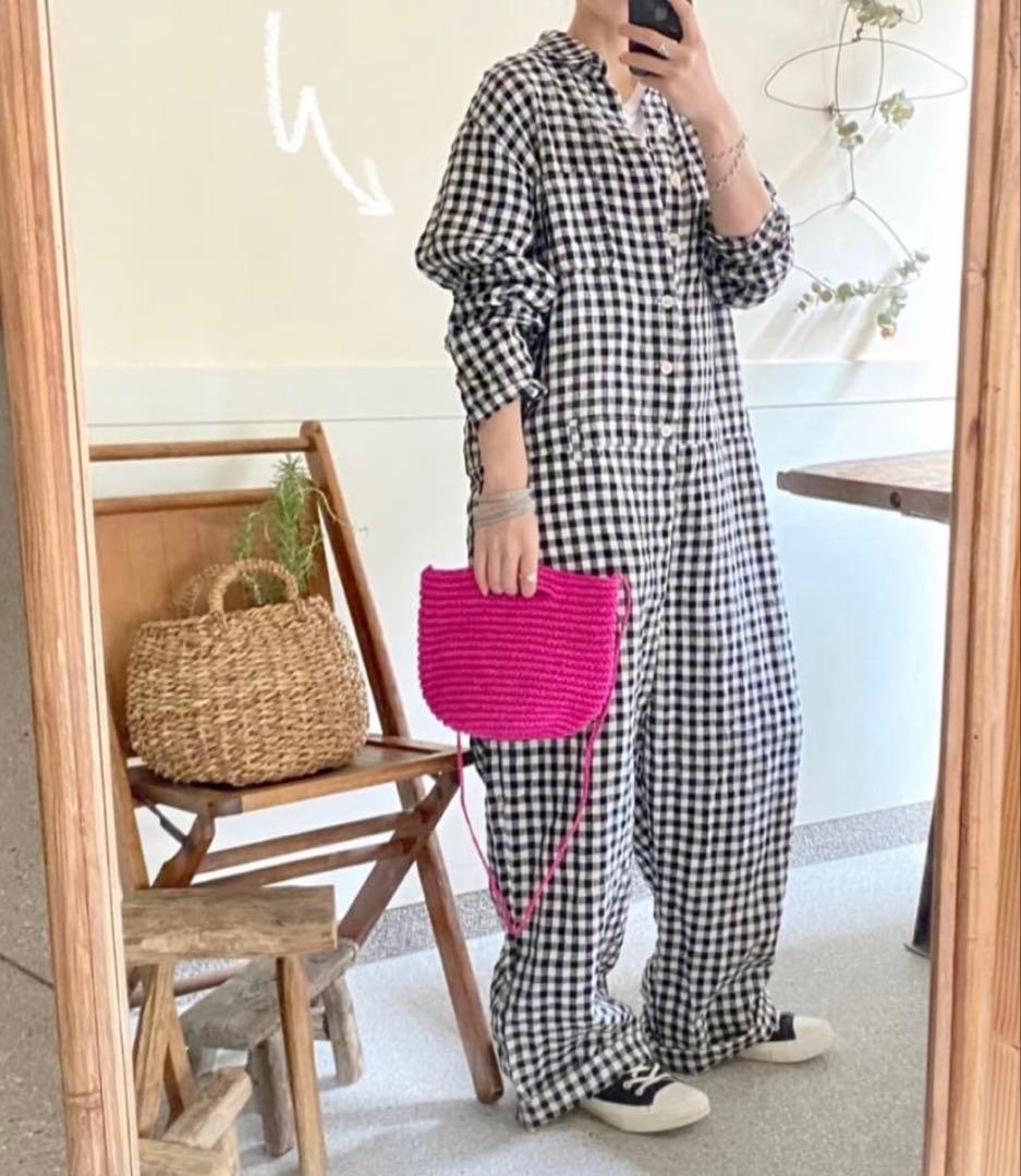 新品　jsluxe ☆ リネンギンガムオールインワン