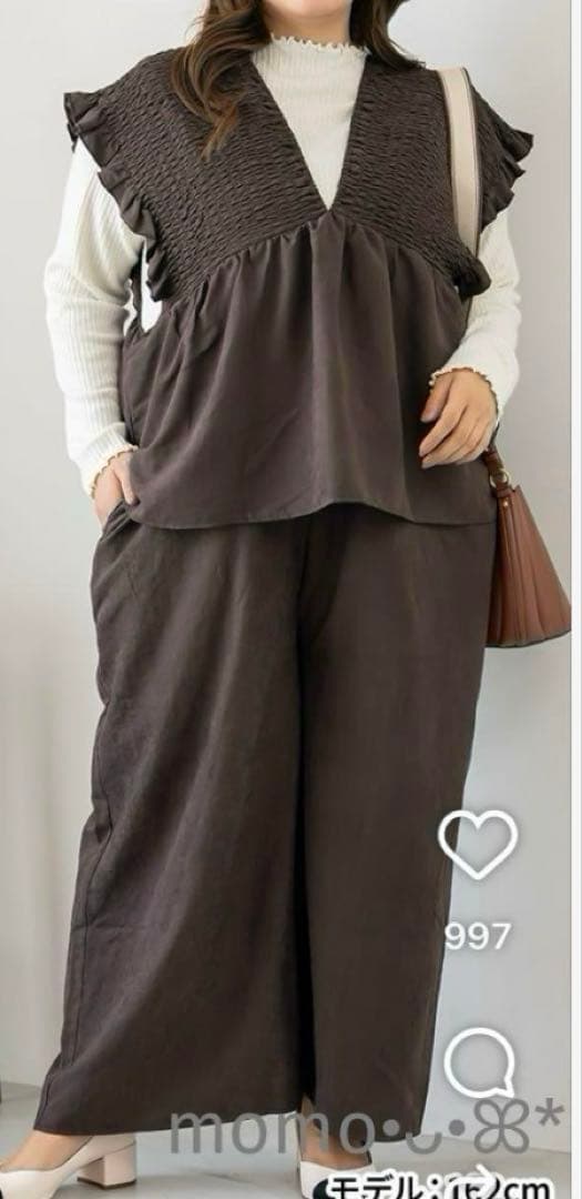 ⑦ しまむら シャーリングサロペット ペプラム 大きいサイズ4L myuwa