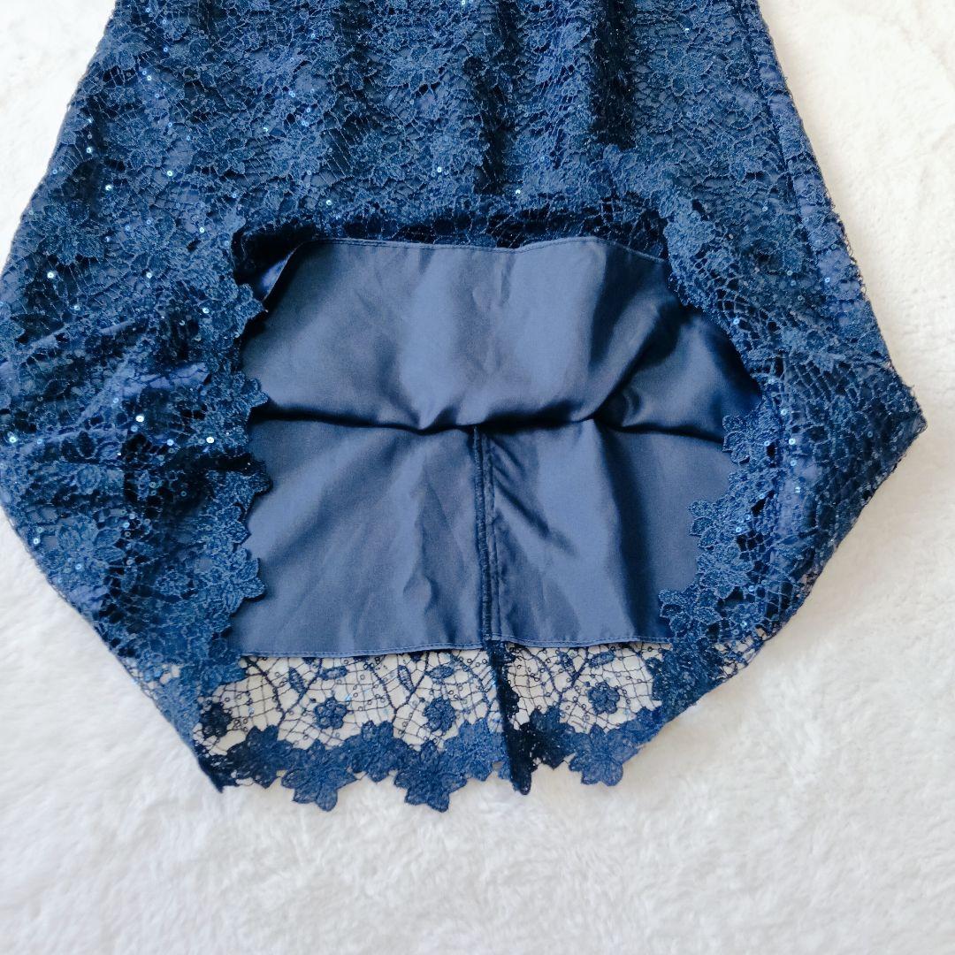 極美品　SOIR DOLCE　マザーズドレス　9号　紺　総レース　スパンコール