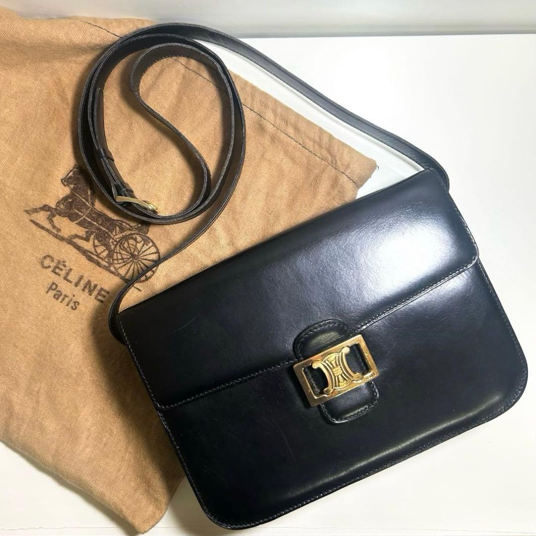 【美品】セリーヌ CELINE ショルダーバッグ トリオンフ金具 ポシェット