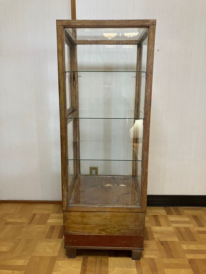 レトロ商品　アンティークガラスケース 木製商品ケース　4段ケース