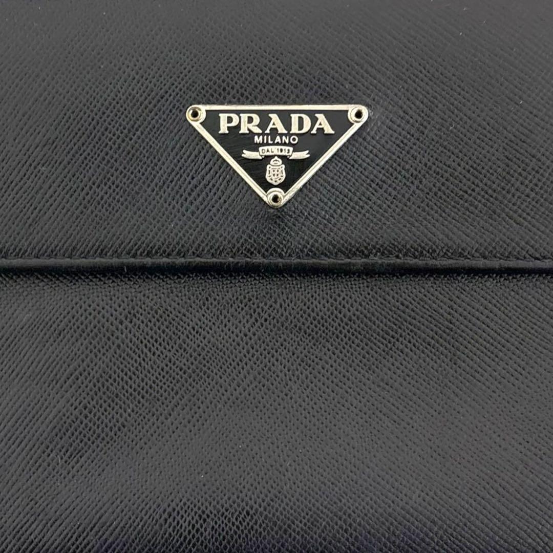 極美品‼️ PRADA プラダ 三つ折り財布 サフィアーノ ブラック 黒