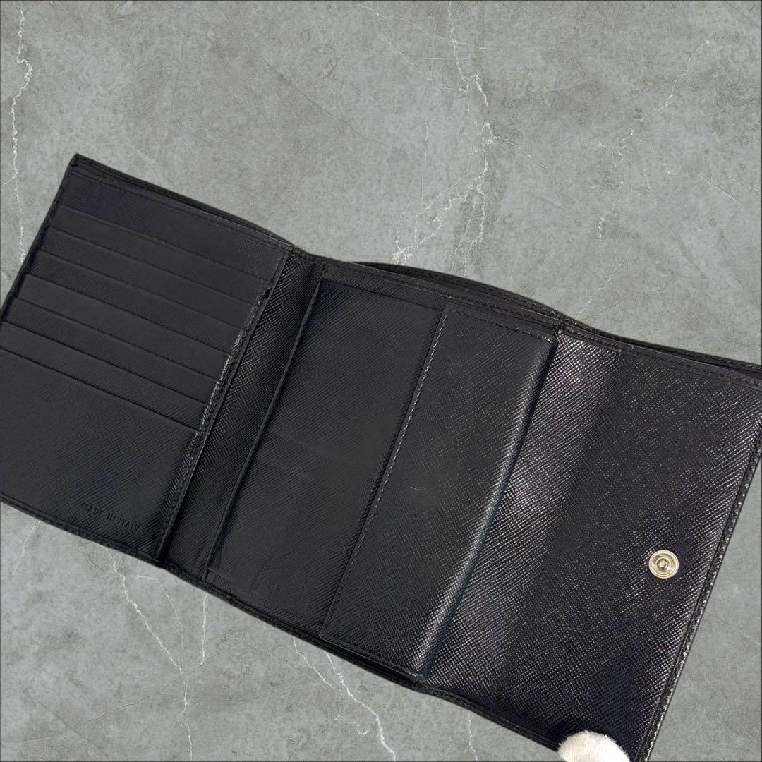極美品‼️ PRADA プラダ 三つ折り財布 サフィアーノ ブラック 黒