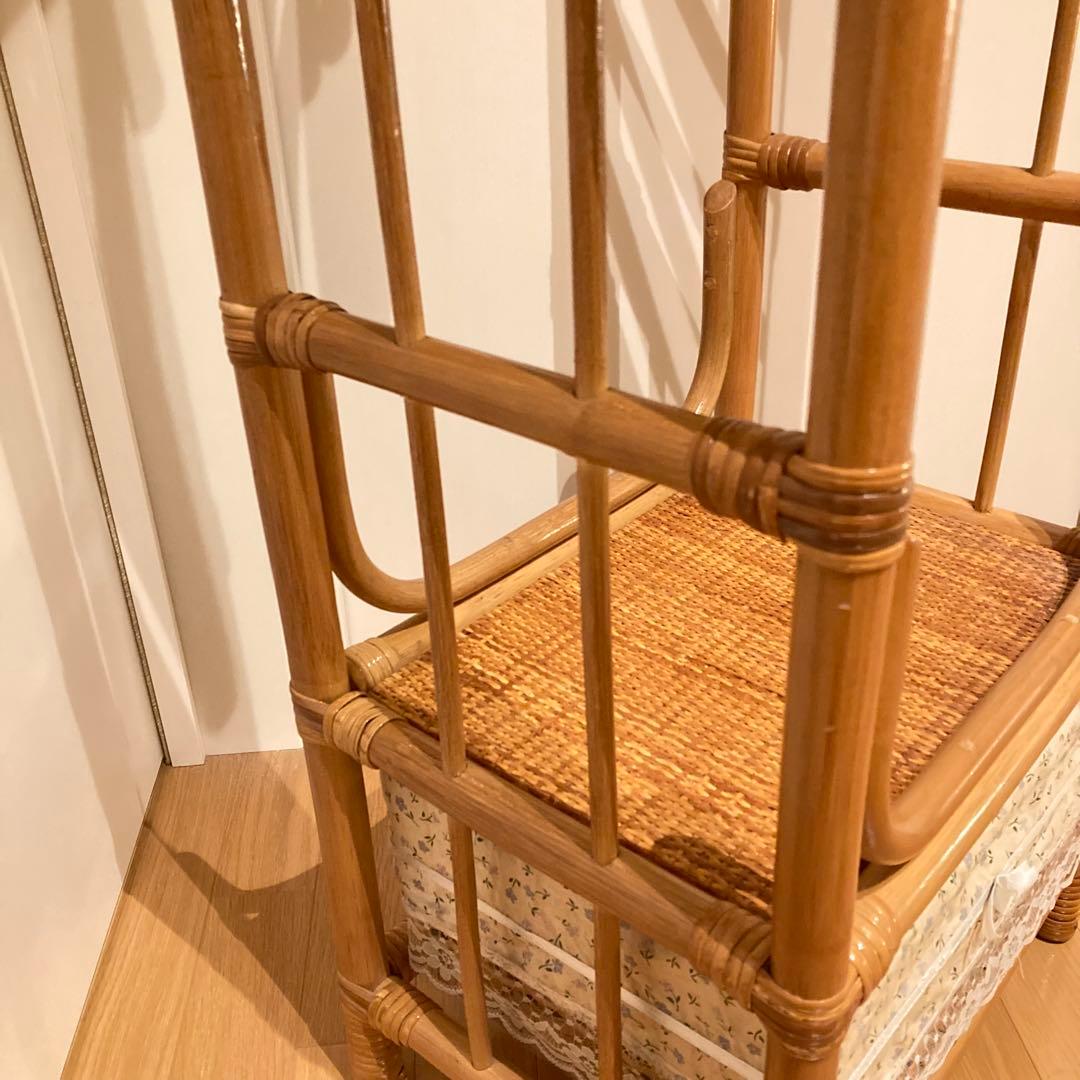 籐家具　ラタン ハンガーラック 上棚付き