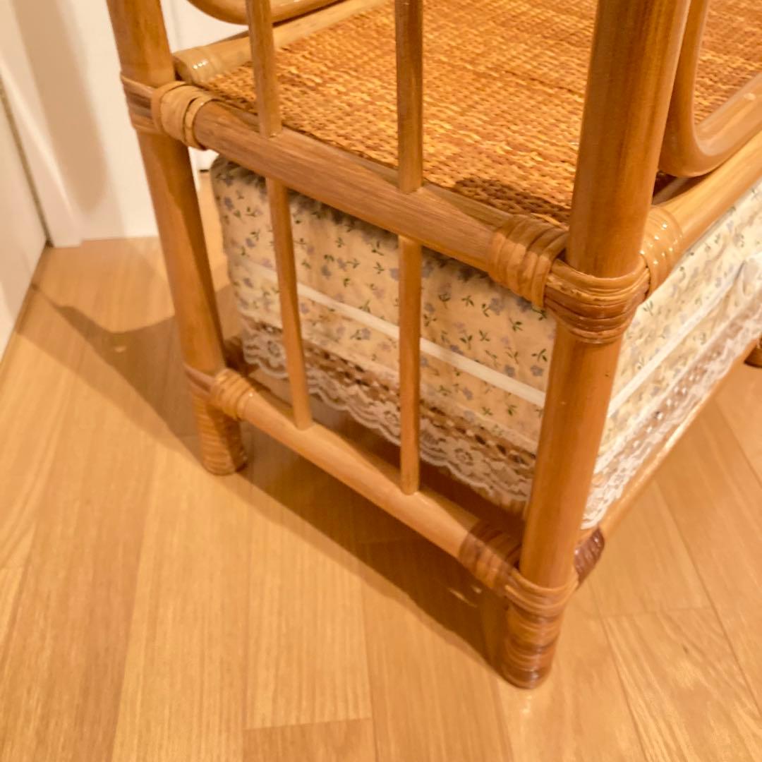 籐家具　ラタン ハンガーラック 上棚付き