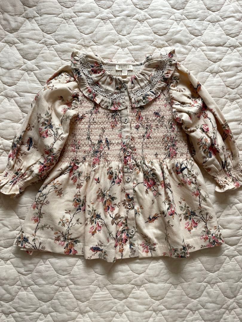 【bonjour diary】Birds&flowers frilltunic
