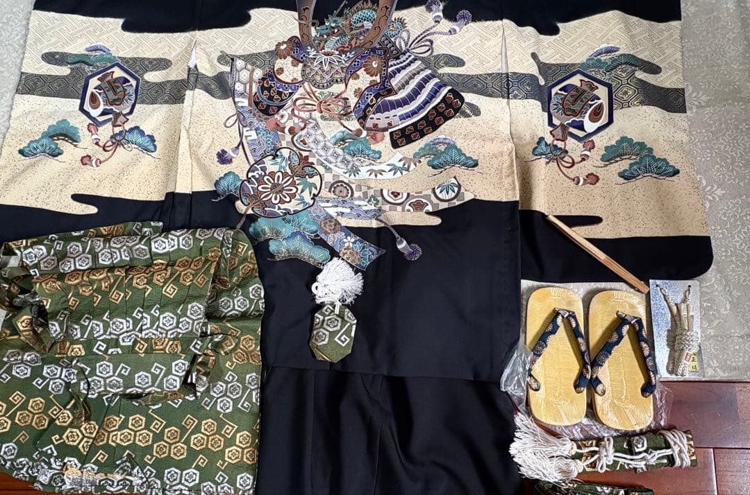 七五三　5才　男の子　フルセット　晴着一式　正絹　一度使用　美品