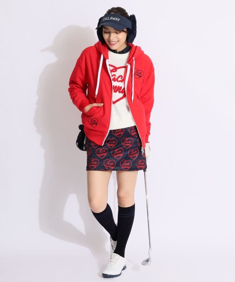 新品Jack bunny裏起毛4WAYストレッチフルジップフーディパーカー赤L