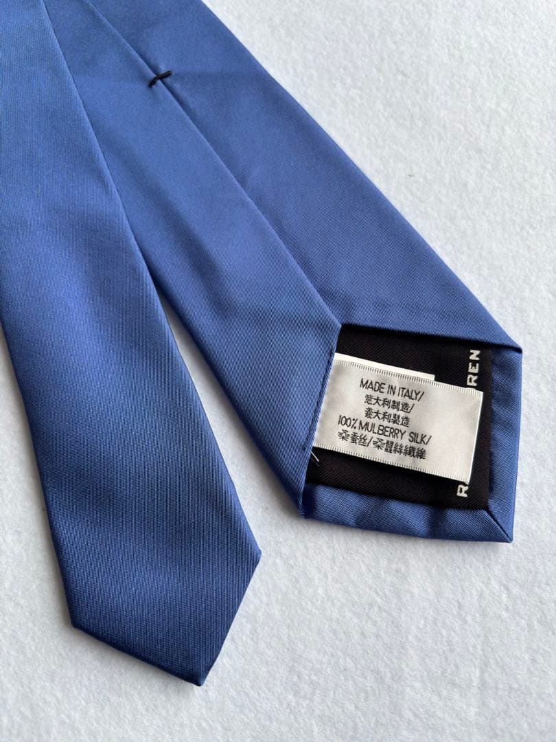 値下げ〔美品〕ラルフローレン ブラックレーベル ソリッドタイ ネクタイ 無地