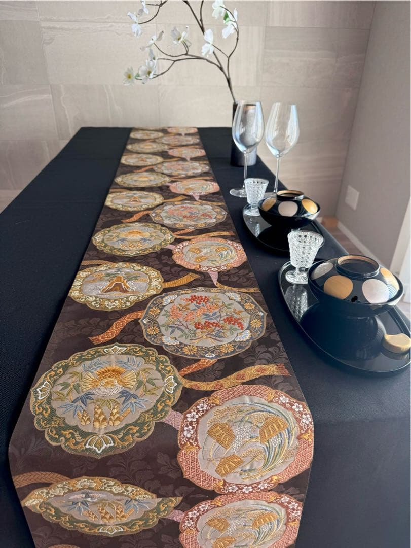 ︎専用◼︎C1273◼︎高級袋帯 正絹 鏡裏文 葉と実 唐織(〜270cm)