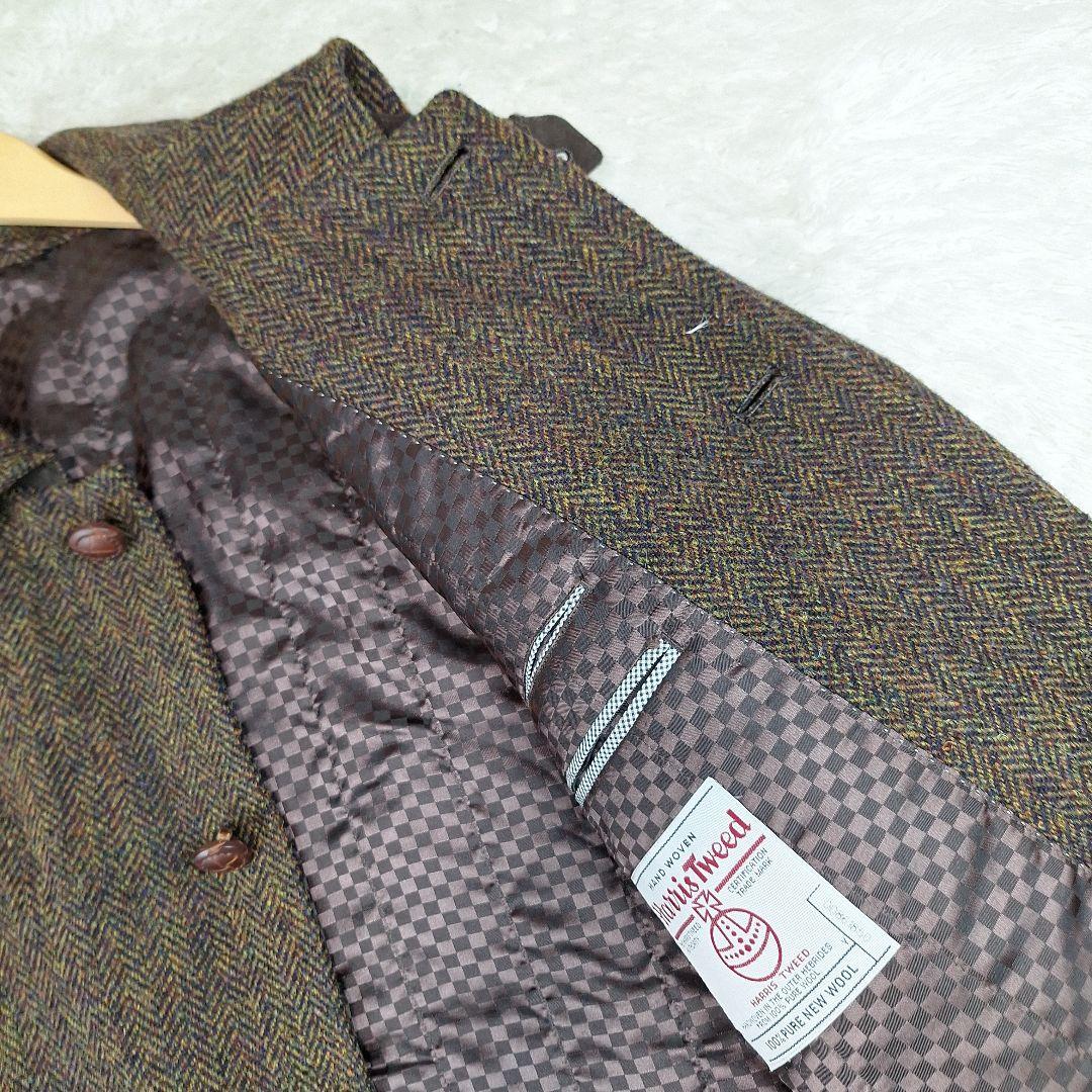 ハリスツイード　ハンティングコート　ヘリンボーン　ミックス　日本製　L