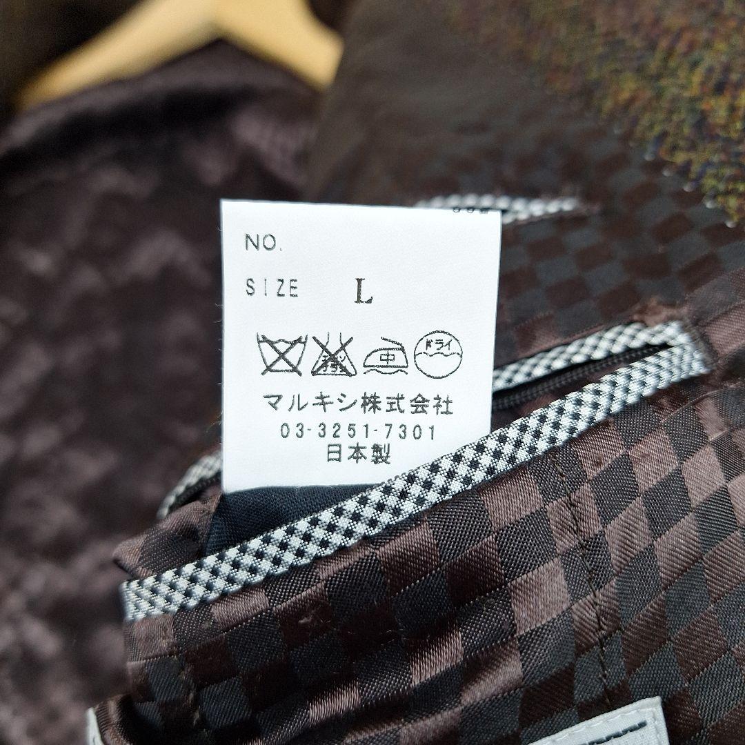 ハリスツイード　ハンティングコート　ヘリンボーン　ミックス　日本製　L