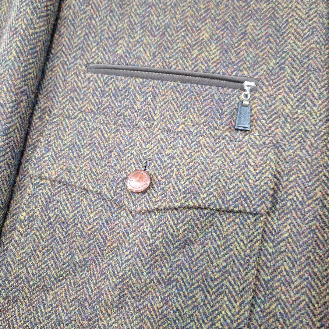 ハリスツイード　ハンティングコート　ヘリンボーン　ミックス　日本製　L