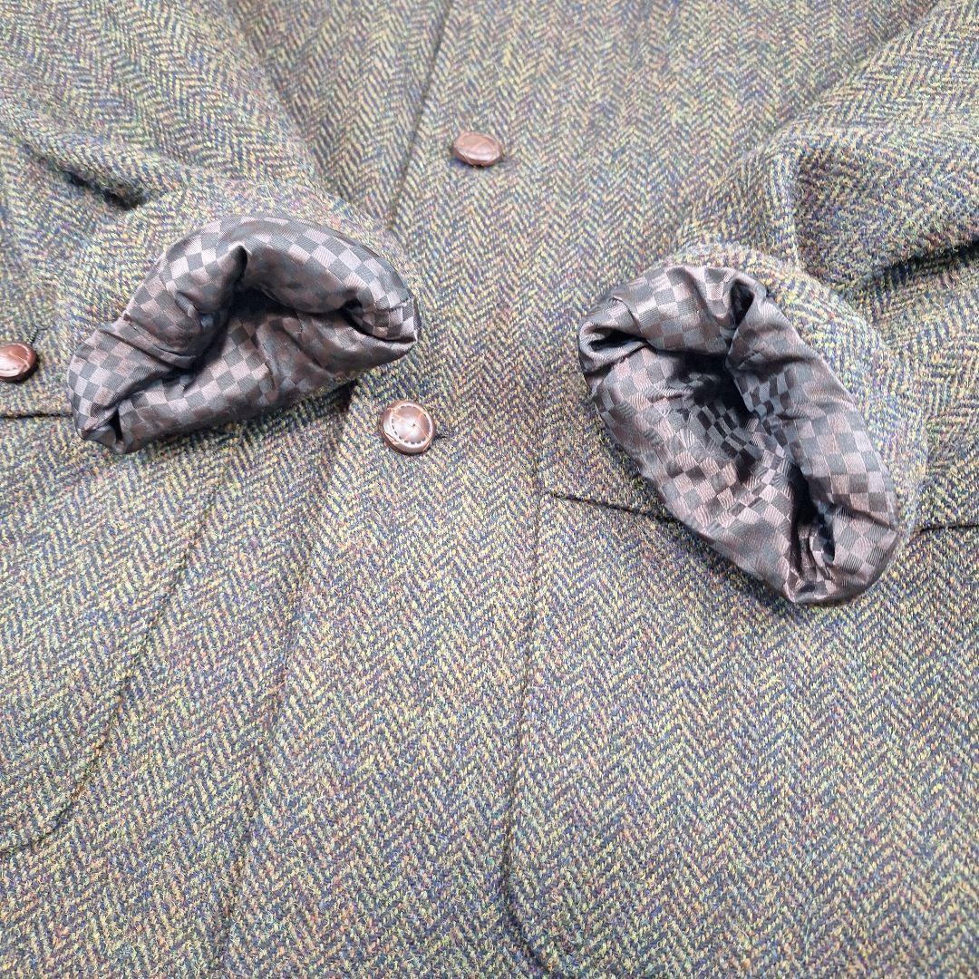 ハリスツイード　ハンティングコート　ヘリンボーン　ミックス　日本製　L