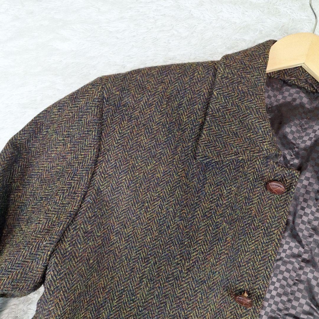 ハリスツイード　ハンティングコート　ヘリンボーン　ミックス　日本製　L