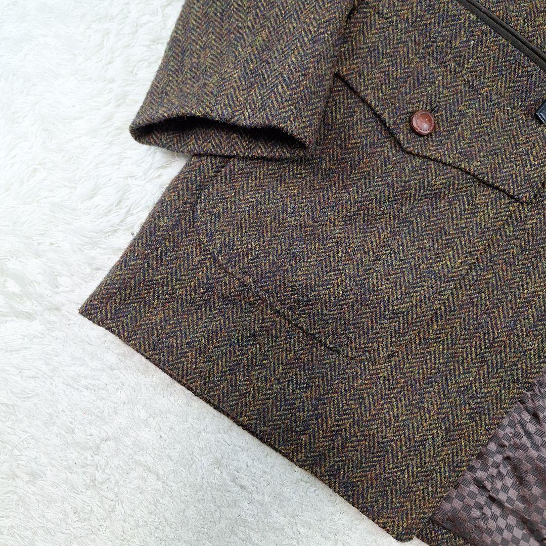 ハリスツイード　ハンティングコート　ヘリンボーン　ミックス　日本製　L