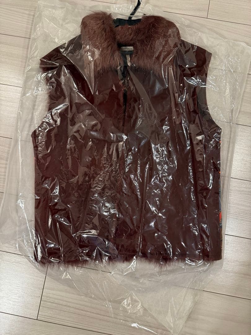 HERMES　毛皮のジレ　毛皮ベスト　リアルファー　エルメス　スウェード　1点物