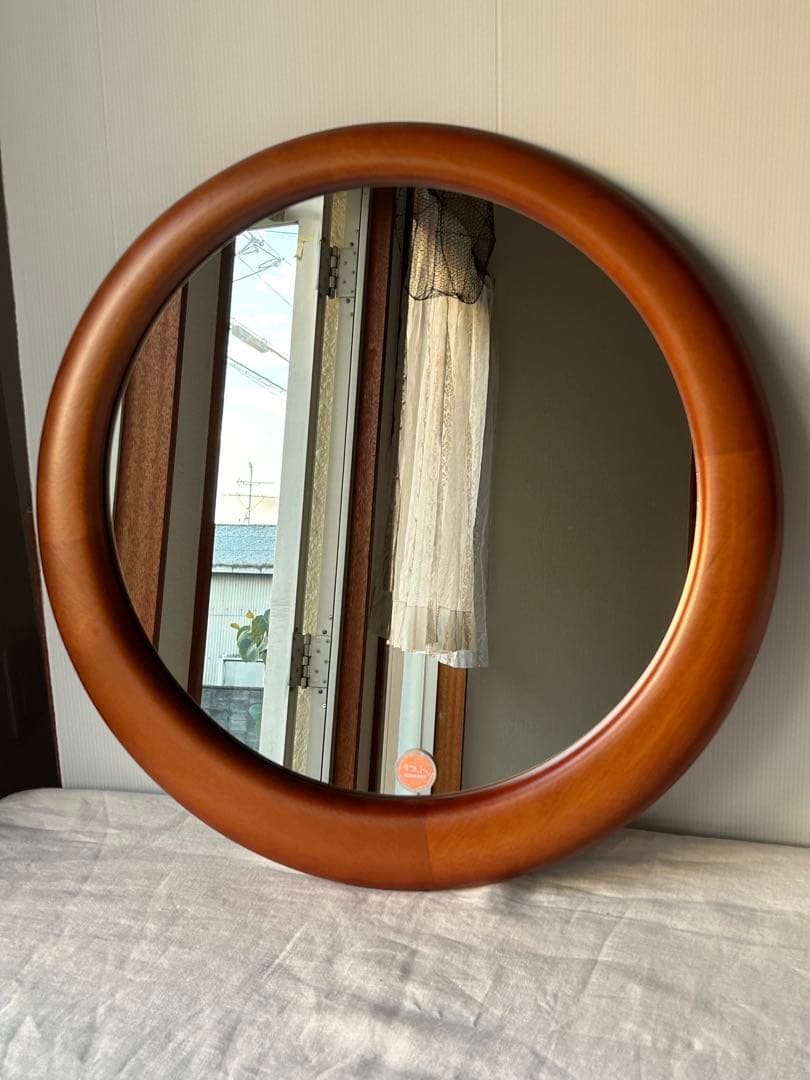ヴィンテージ　ラウンド　ウォールミラー　レトロモダン壁掛け鏡　ミッドセンチュリー