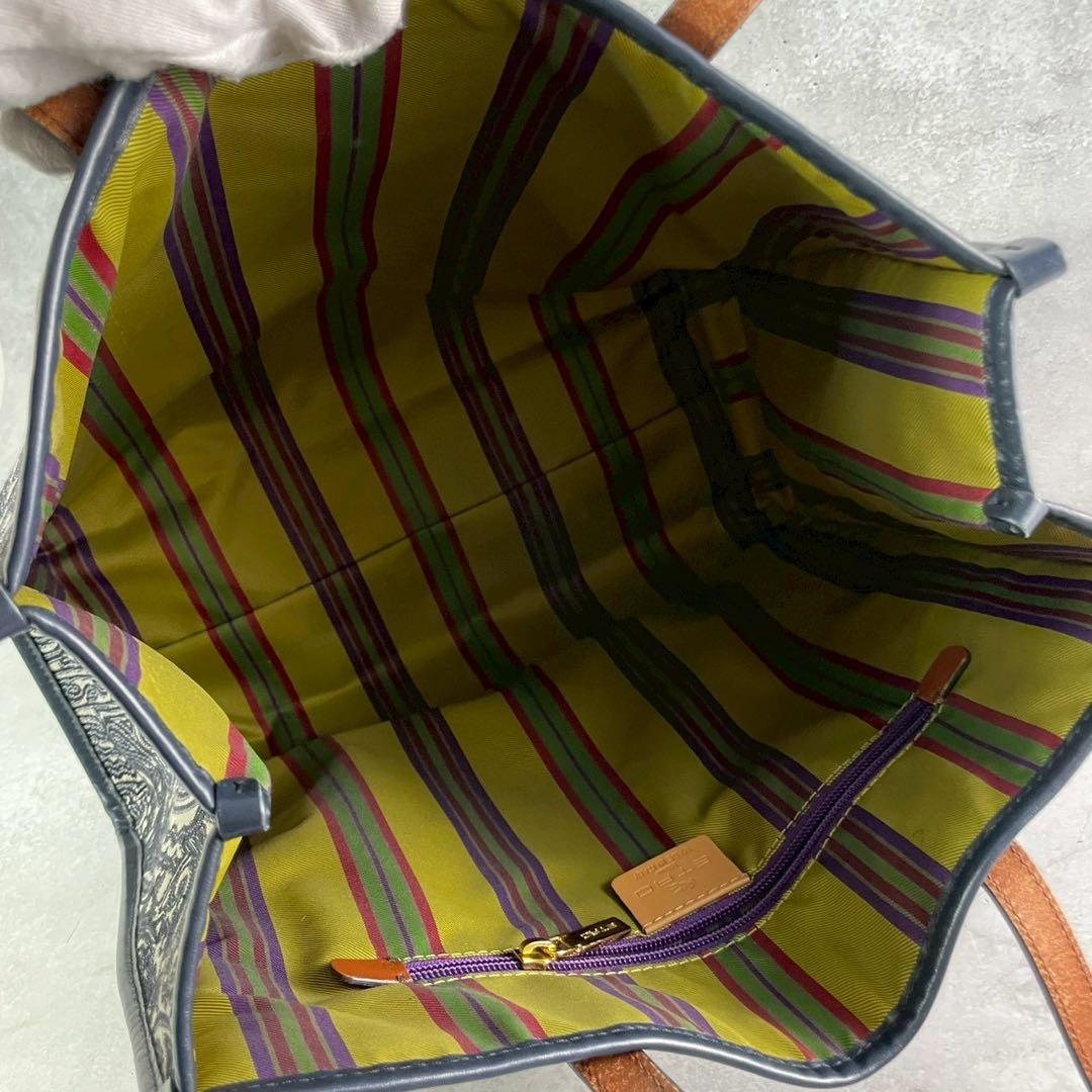 ETRO エトロ　トートバッグ　ペイズリー　総柄　レザートートバッグ