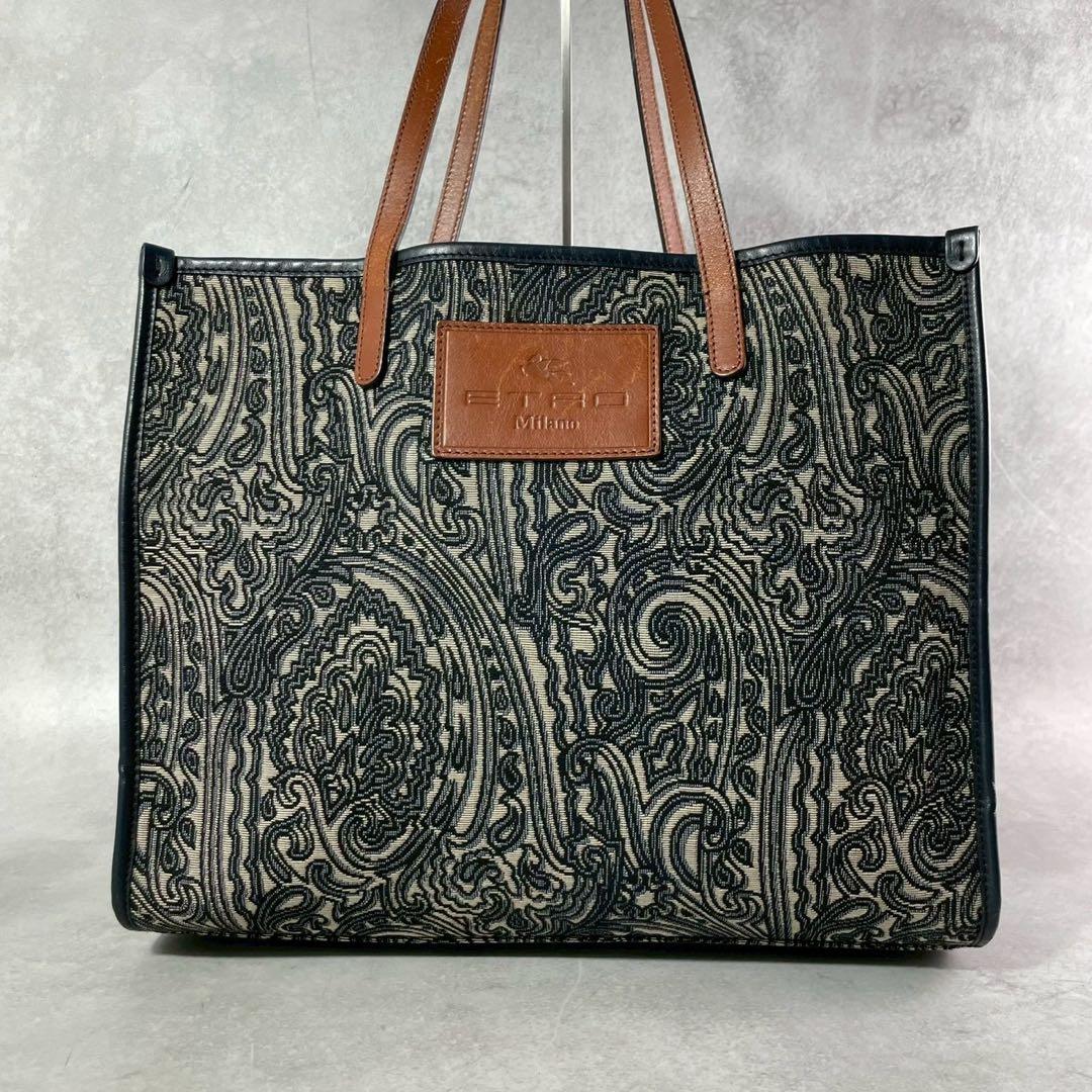 ETRO エトロ　トートバッグ　ペイズリー　総柄　レザートートバッグ
