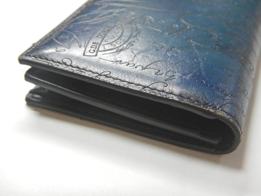 Berluti ベルルッティ カリグラフィ 二つ折り長財布 サンタル ブルー系