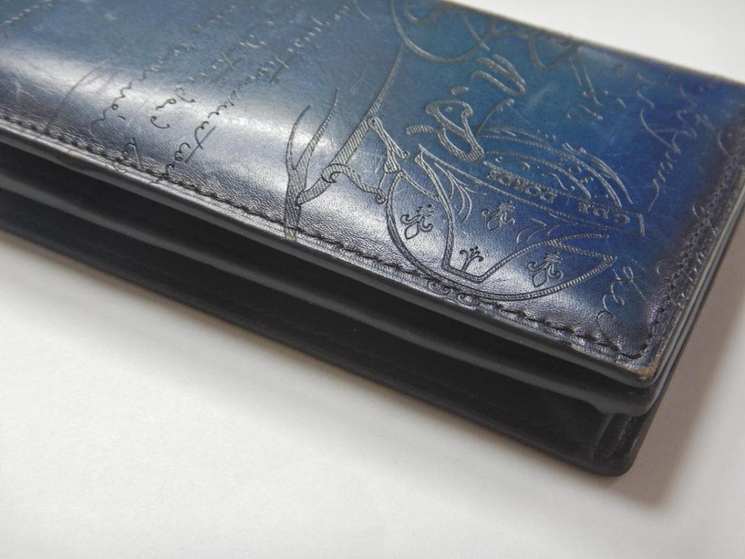 Berluti ベルルッティ カリグラフィ 二つ折り長財布 サンタル ブルー系