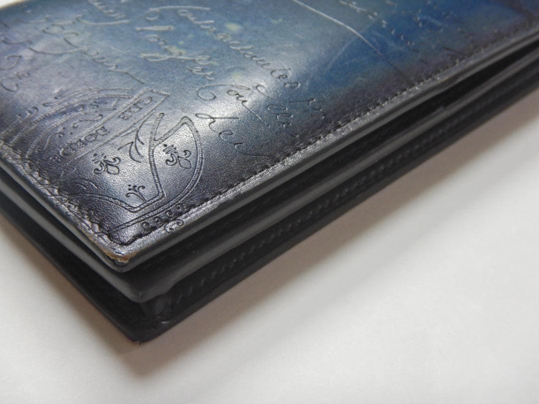 Berluti ベルルッティ カリグラフィ 二つ折り長財布 サンタル ブルー系