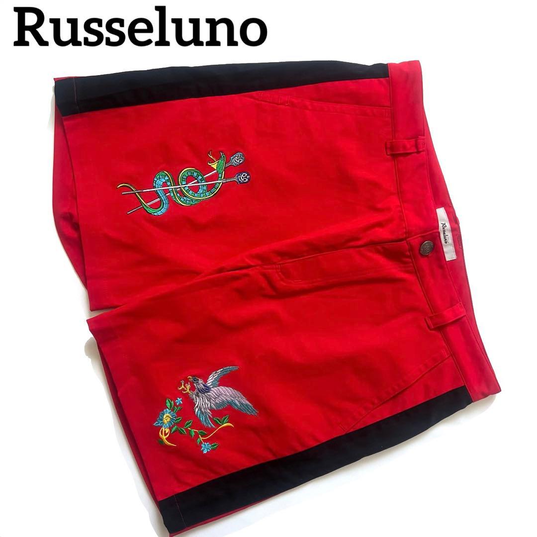 Russeluno ラッセルノ　刺繍　ハーフパンツ　メンズ　ゴルフ　XL 6 赤