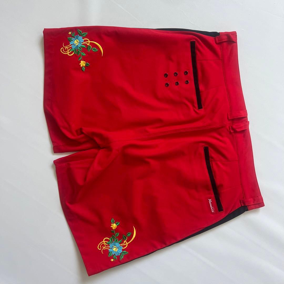 Russeluno ラッセルノ　刺繍　ハーフパンツ　メンズ　ゴルフ　XL 6 赤