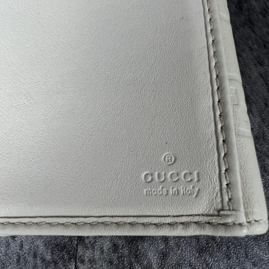 GUCCI ラブリーハート GG レザー 長財布 アイボリー W ホック
