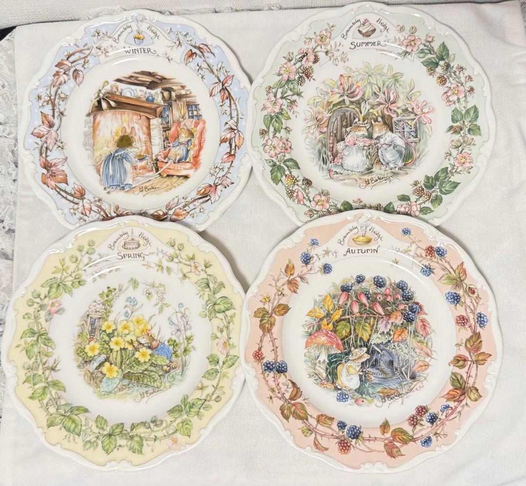 【美品•大皿】ロイヤルドルトン　ブランブリーヘッジ　春夏秋冬プレート大（4枚）