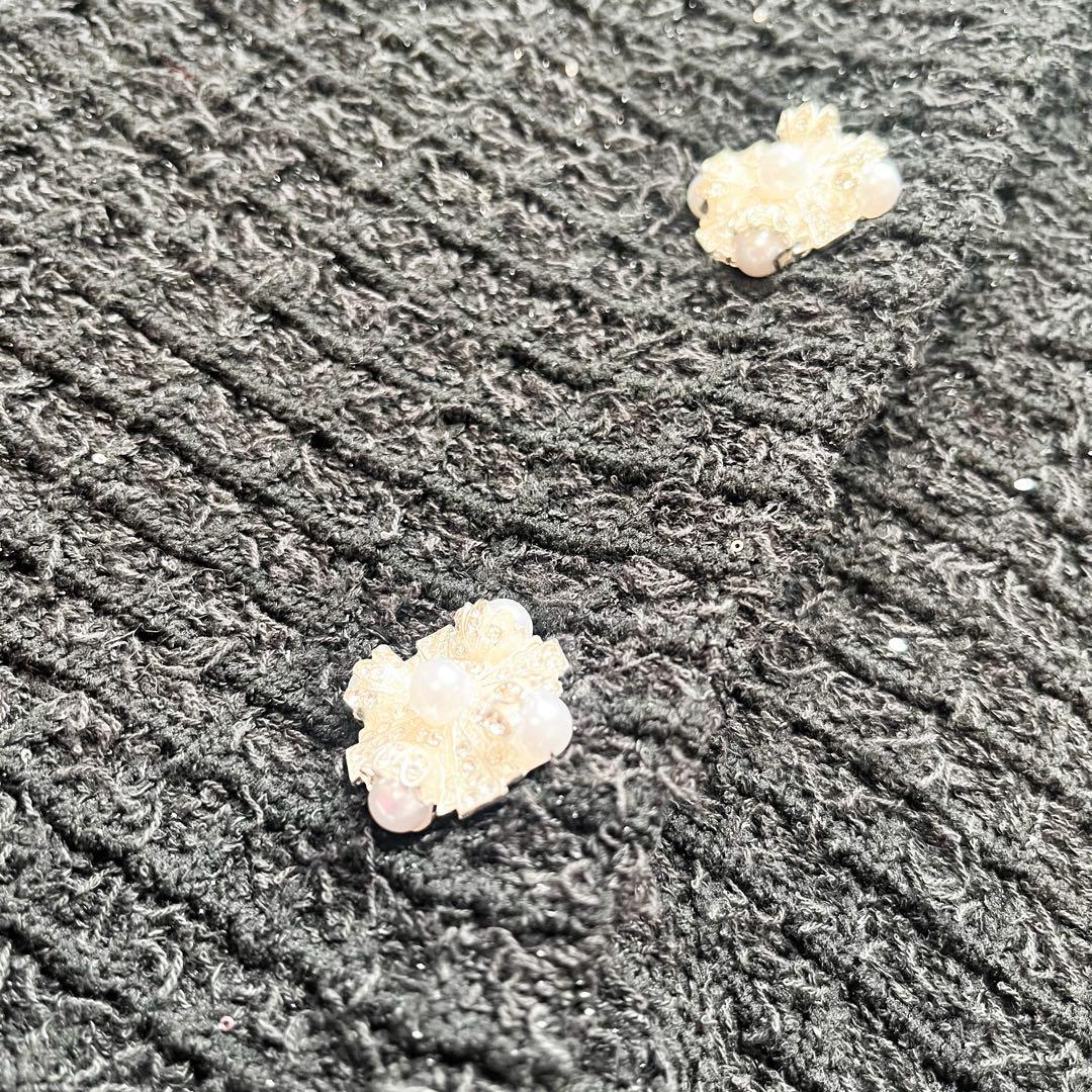 タグ付 2026年春夏 ルルウィルビー　ツイードニットワンピース　ボタンビジュ