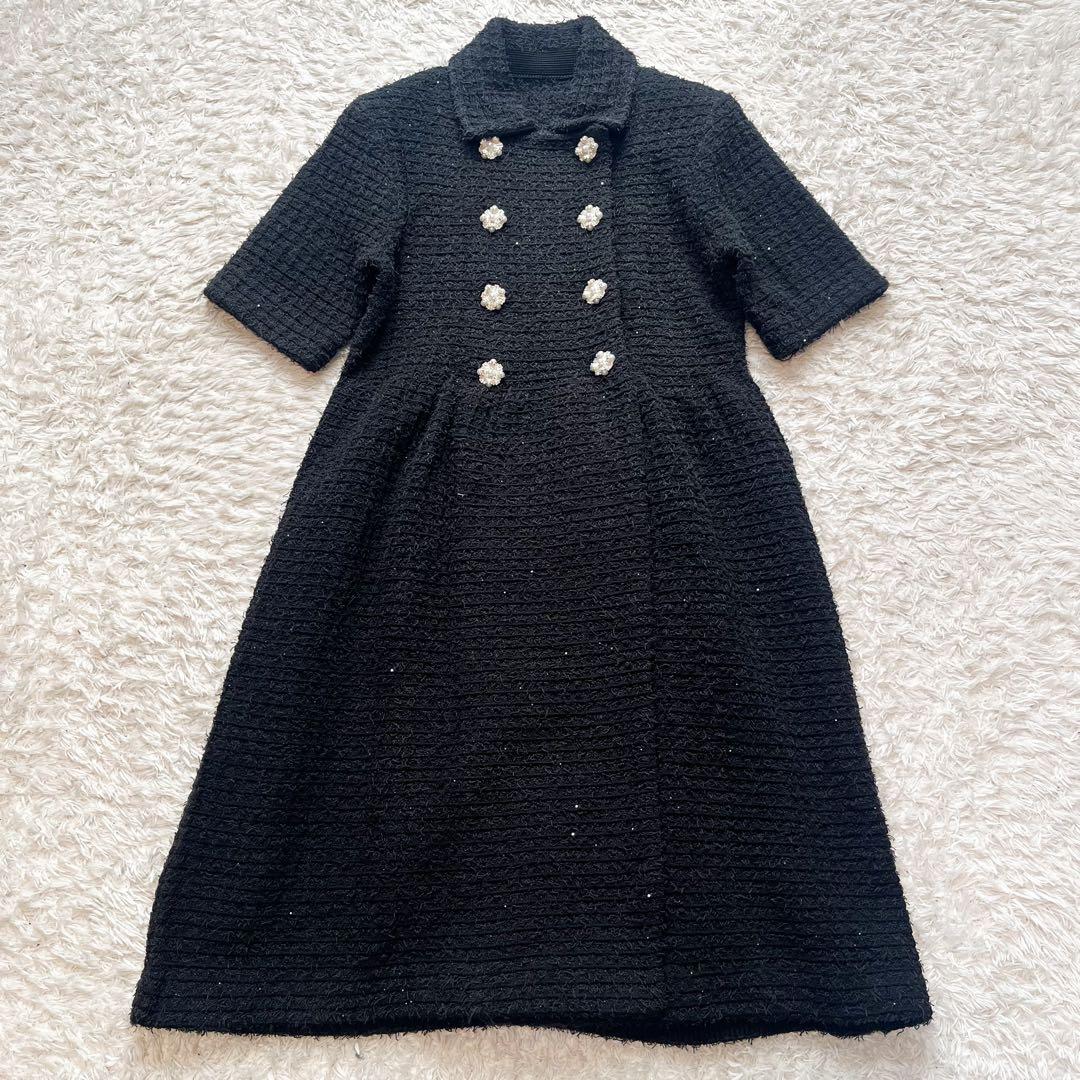 タグ付 2026年春夏 ルルウィルビー　ツイードニットワンピース　ボタンビジュ