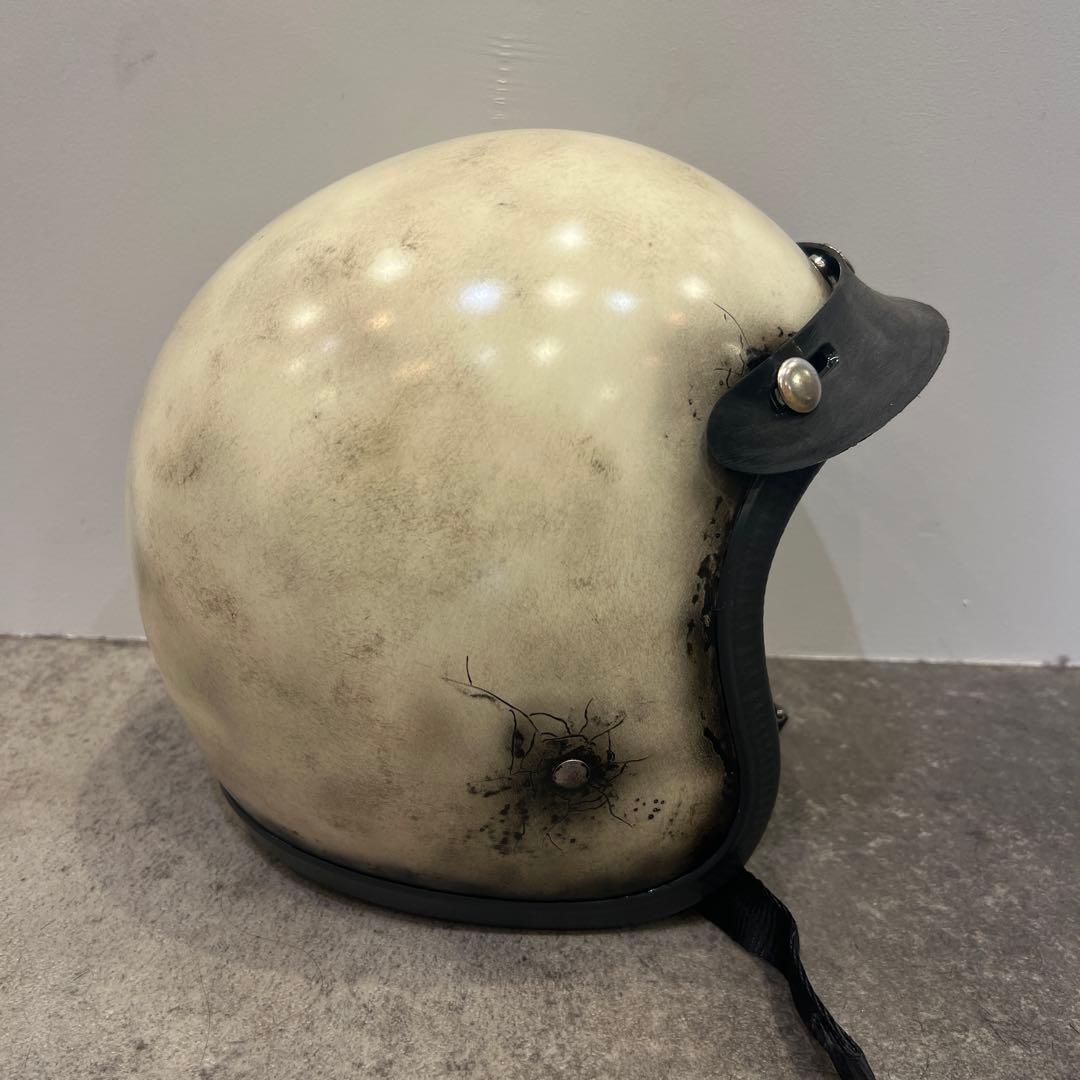 ジェットヘルメット　エイジング加工　ペイント　ハーレー、チョッパー好きに