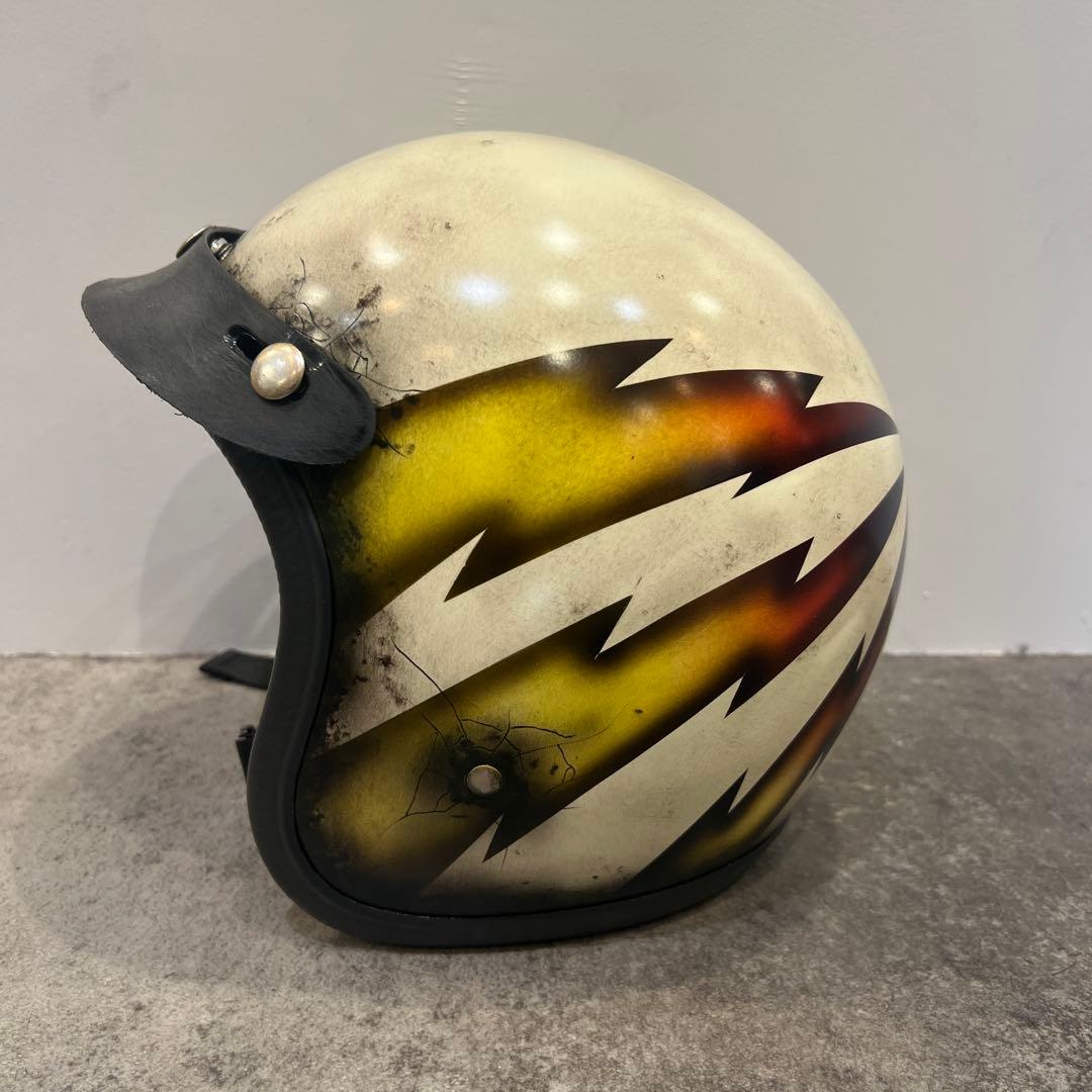 ジェットヘルメット　エイジング加工　ペイント　ハーレー、チョッパー好きに