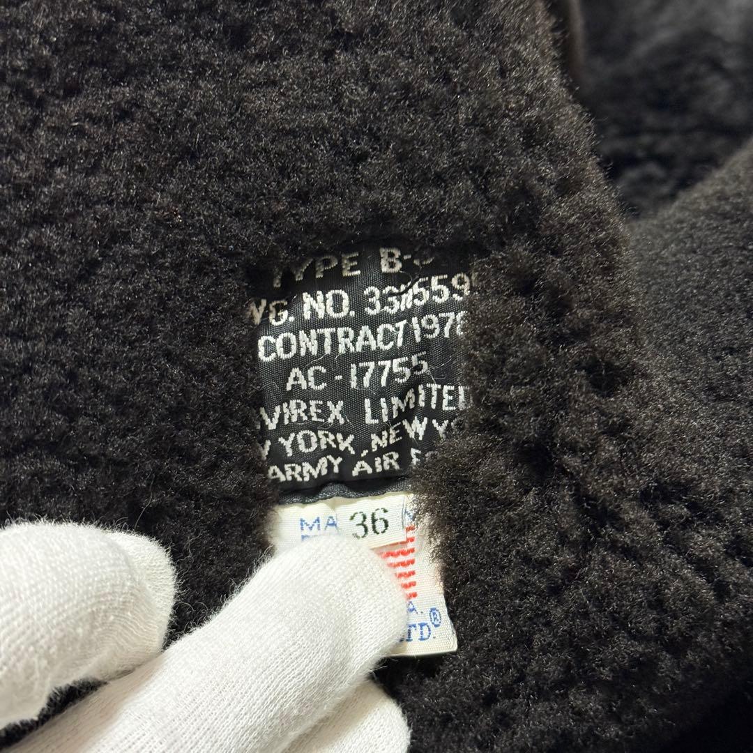 AVIREX アヴィレックス B-3 ムートンフライトジャケット ブラック 36