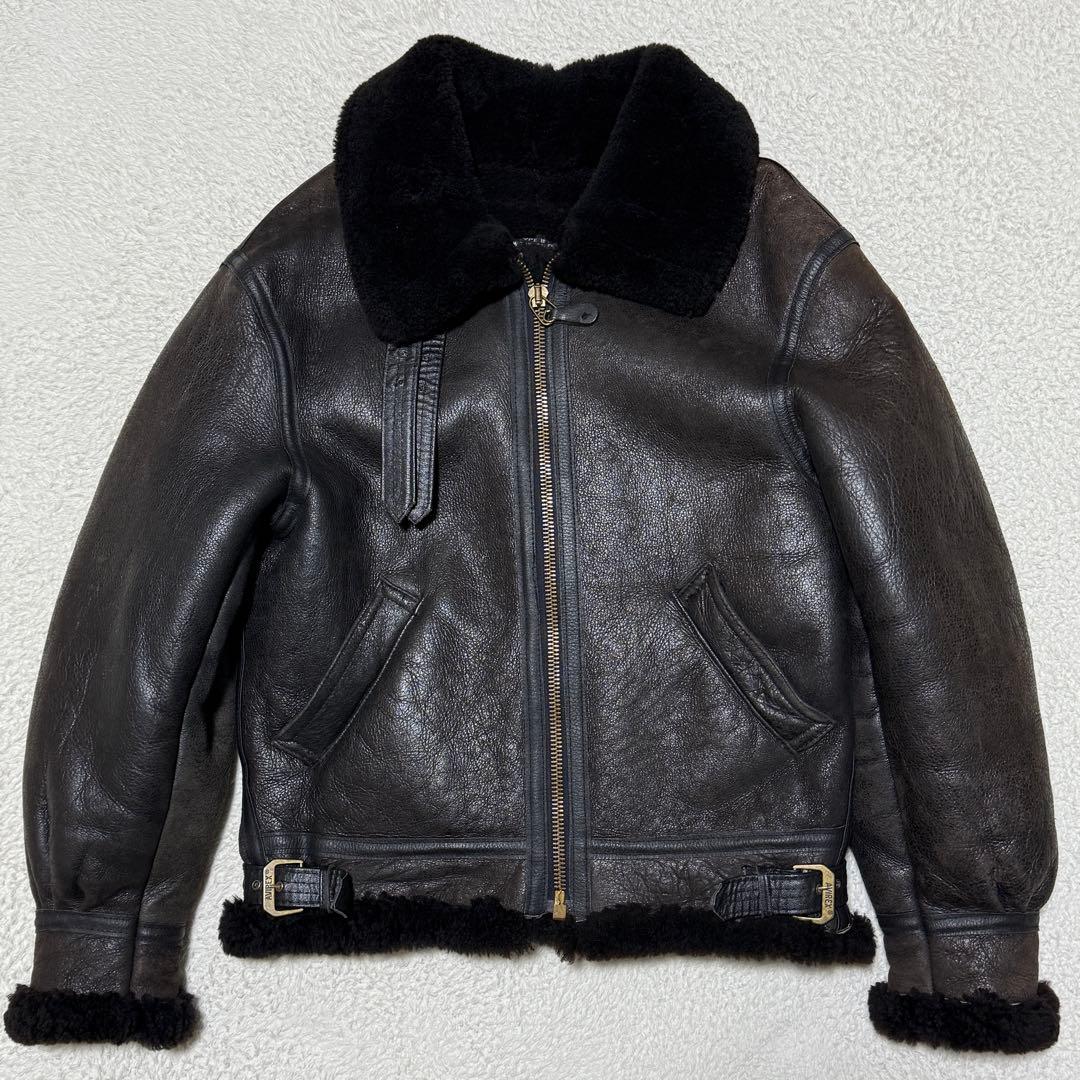 AVIREX アヴィレックス B-3 ムートンフライトジャケット ブラック 36