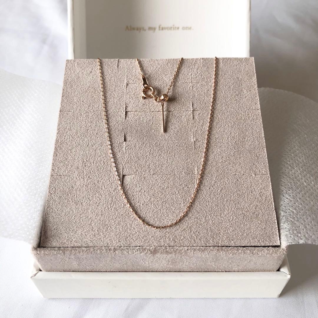 極美品 エテ K18MPG ミラーカットチェーンネックレス ミストピンクゴールド